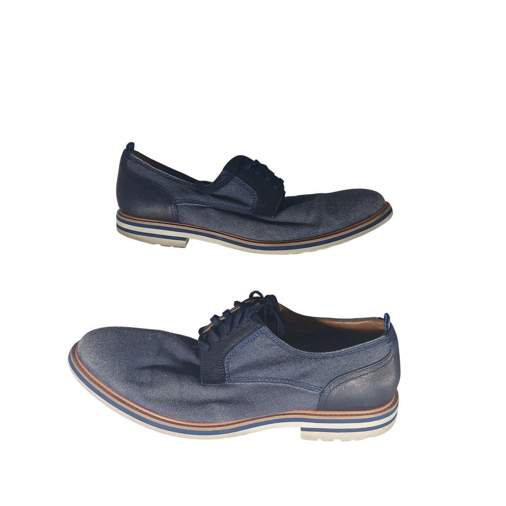 Steve Madden Carlyn Oxford Shoes 11 Blue Leather Fabric Denim Style Z420